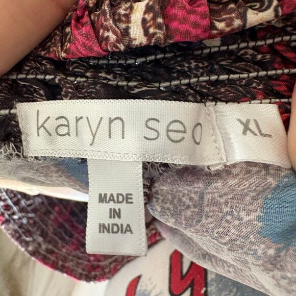 Karyn Seo Silk Blend Paisley Boho Flowy Wide Leg Pants Size XL - Picture 5 of 6